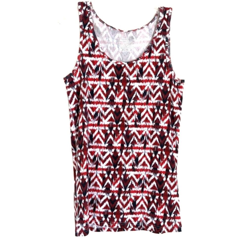 Time and Tru Women's Ikat Print Sleeveless Tank Top XXL Red Black White